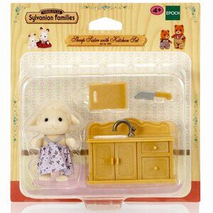Calico Critters (Sylvanian Families) Sheep Sister With Kitchen Set New in Box